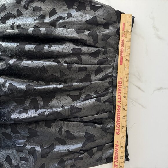 Michael Kors Black Faux‎ Leather A-Line Midi Skirt Mesh Sheer Floral Cutout 10 - Picture 7 of 10